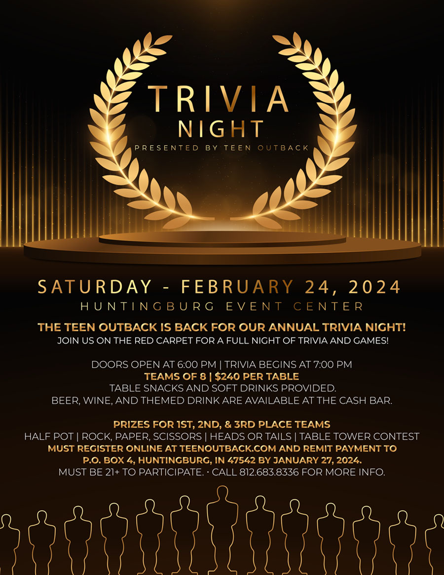 Teen Outback Trivia Night Red Carpet Flyer